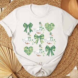 Lucky Cute Shirt, St Patricks Day Lucky Tshirt, Irish Bow Graphic Tee